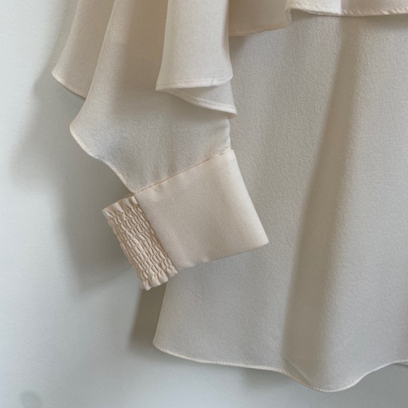 RACHEL ZOE Cream Ruffled Cut Out Blouse - Picture 2 of 14